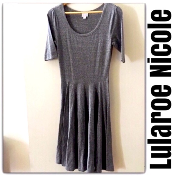 LULAROE solid gray heather Nicole dress - Picture 1 of 7